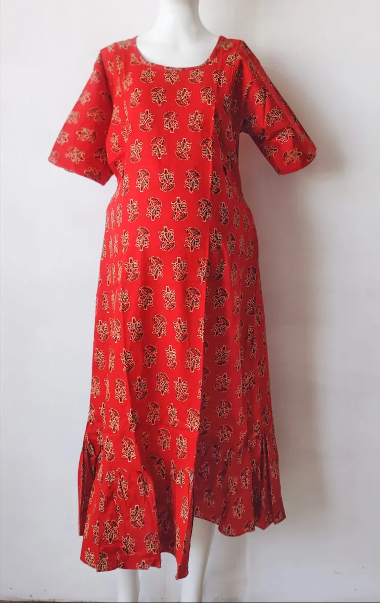 Maternity/ Feeding dress – MFK – Red with Black Print