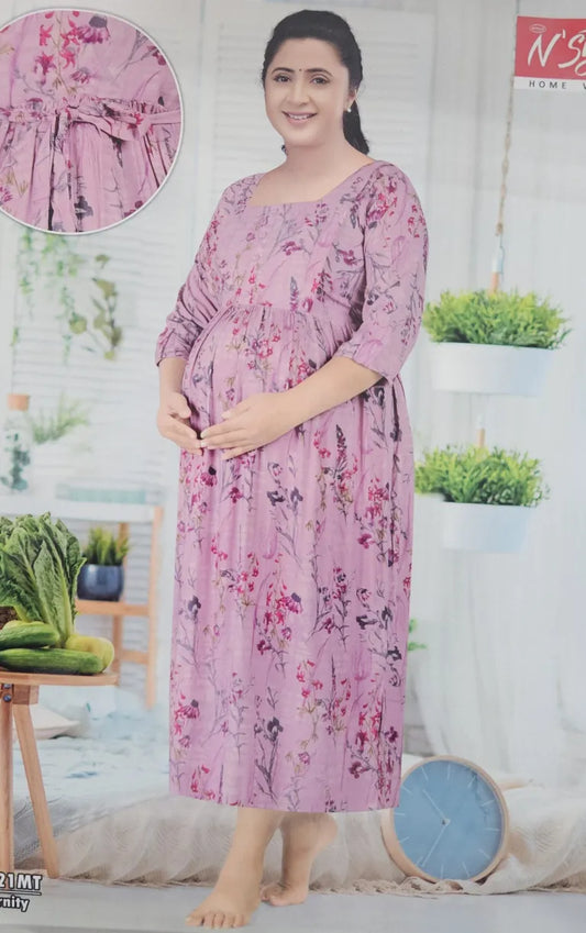 Casual Feeding Kurti – MCFK -Light Pink With Floral Print