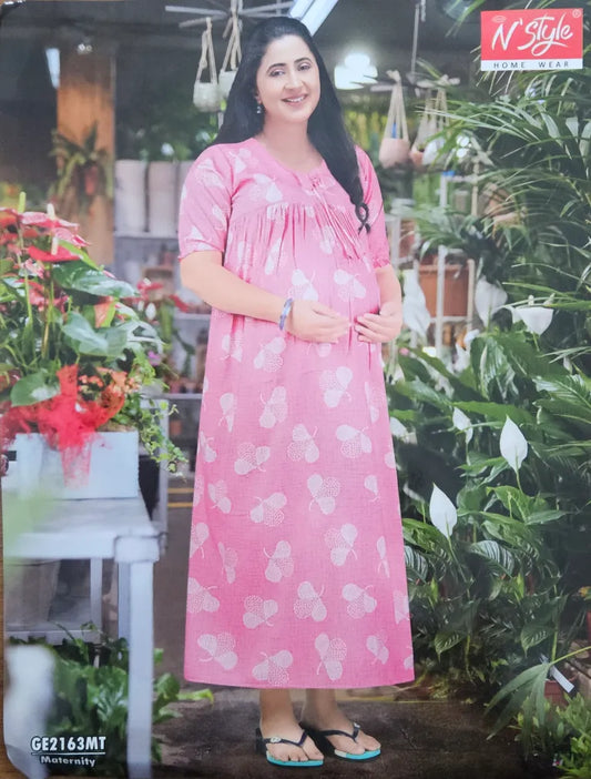 Casual Feeding Kurti – MCFK – Pink With White Print