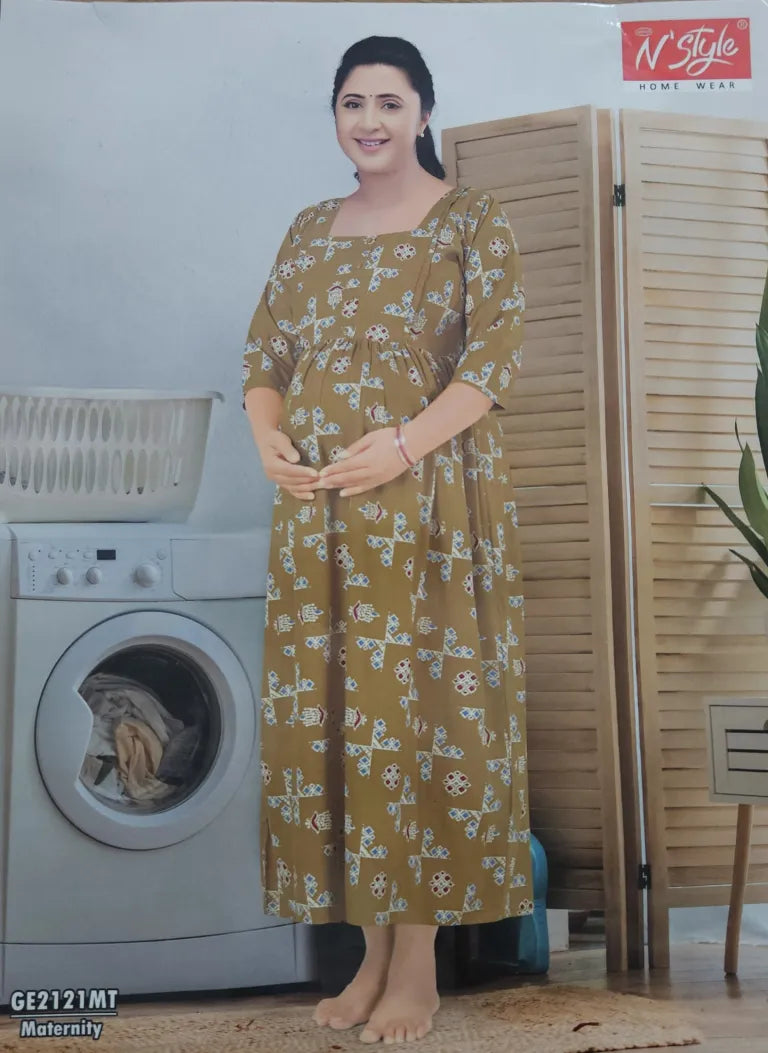 Casual Feeding Kurti – MCFK – Brownish Orange with Floral Block Prints