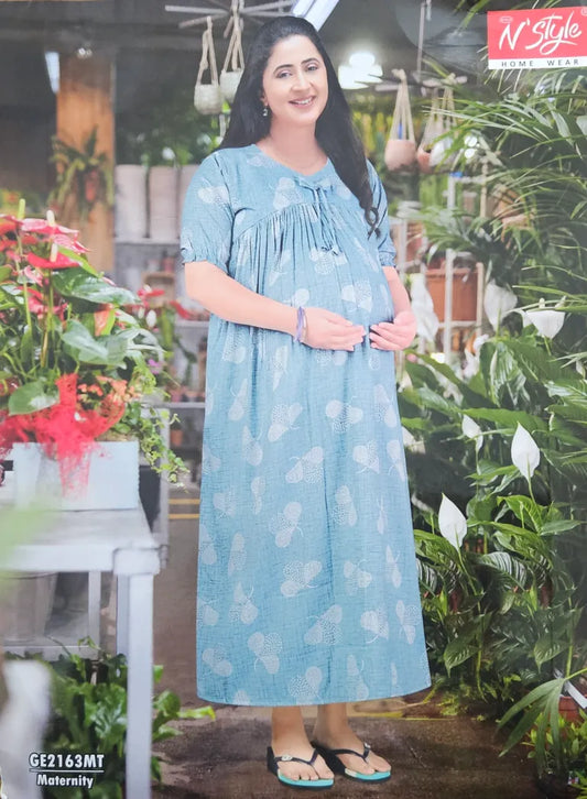 Casual Feeding Kurti – MCFK – Light Blue With White Print