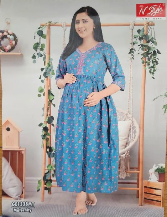 Casual Feeding Kurti – MCFK -Blue with Pink Flower