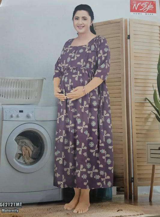 Casual Feeding Kurti – MCFK – Grape with Floral Block Prints