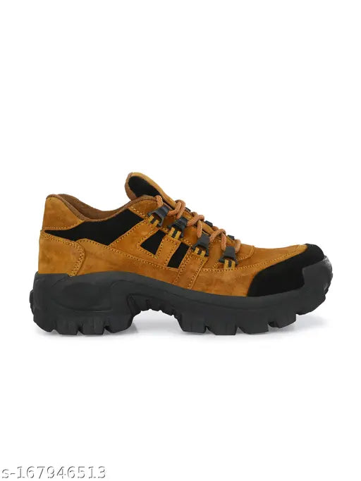 BCK5055 Men's Tan Leather Lace-Up Casual Shoes
